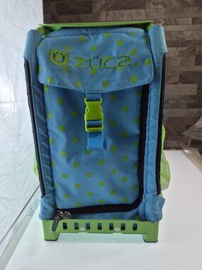 Zuca Sport Rolling Bag & Frame Green & Turquoise Polka Dot Skating Rolling Cart